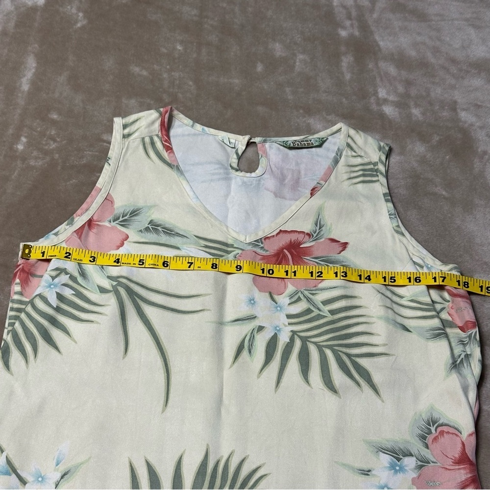 Tommy Bahama 100% Silk Hawaiian Floral Sleeveless Maxi Yellow Dress Size Medium - Picture 7 of 10